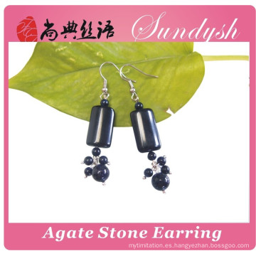 Handamde Black Agate Stone Pendientes